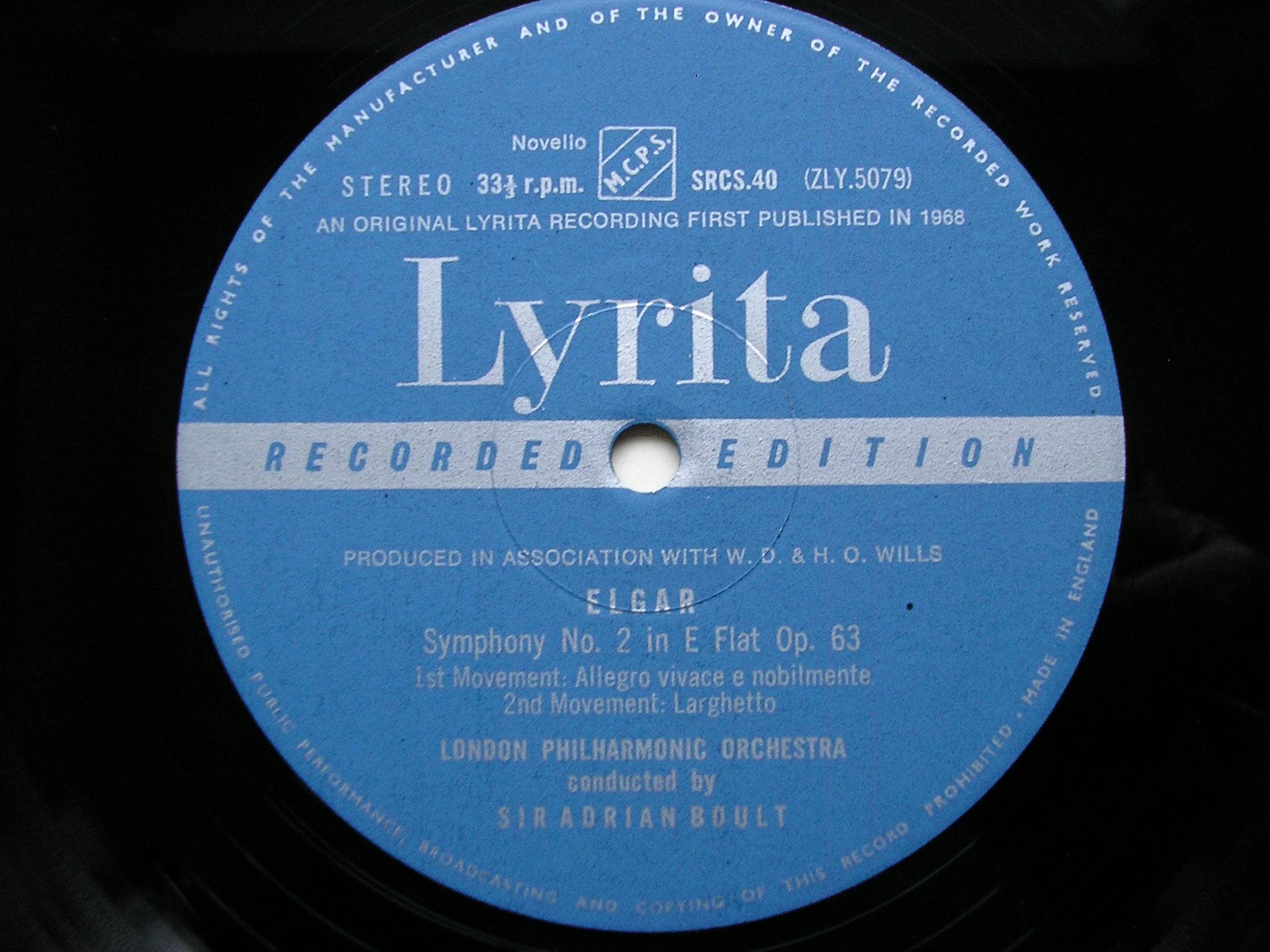 ELGAR: SYMPHONY No. 2      BOULT / LONDON PHILHARMONIC     SRCS 40