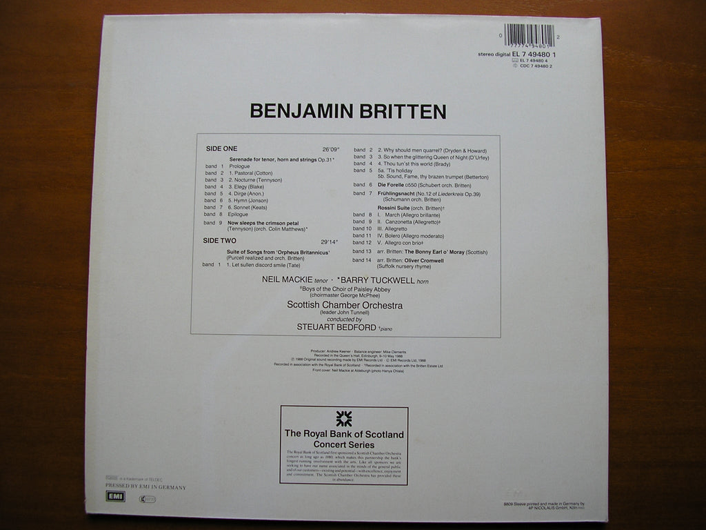 BRITTEN: SERENADE FOR TENOR, HORN & STRINGS / ROSSINI SUITE     MACKIE / TUCKWELL / SCOTTISH CHAMBER ORCHESTRA / BEDFORD    749480