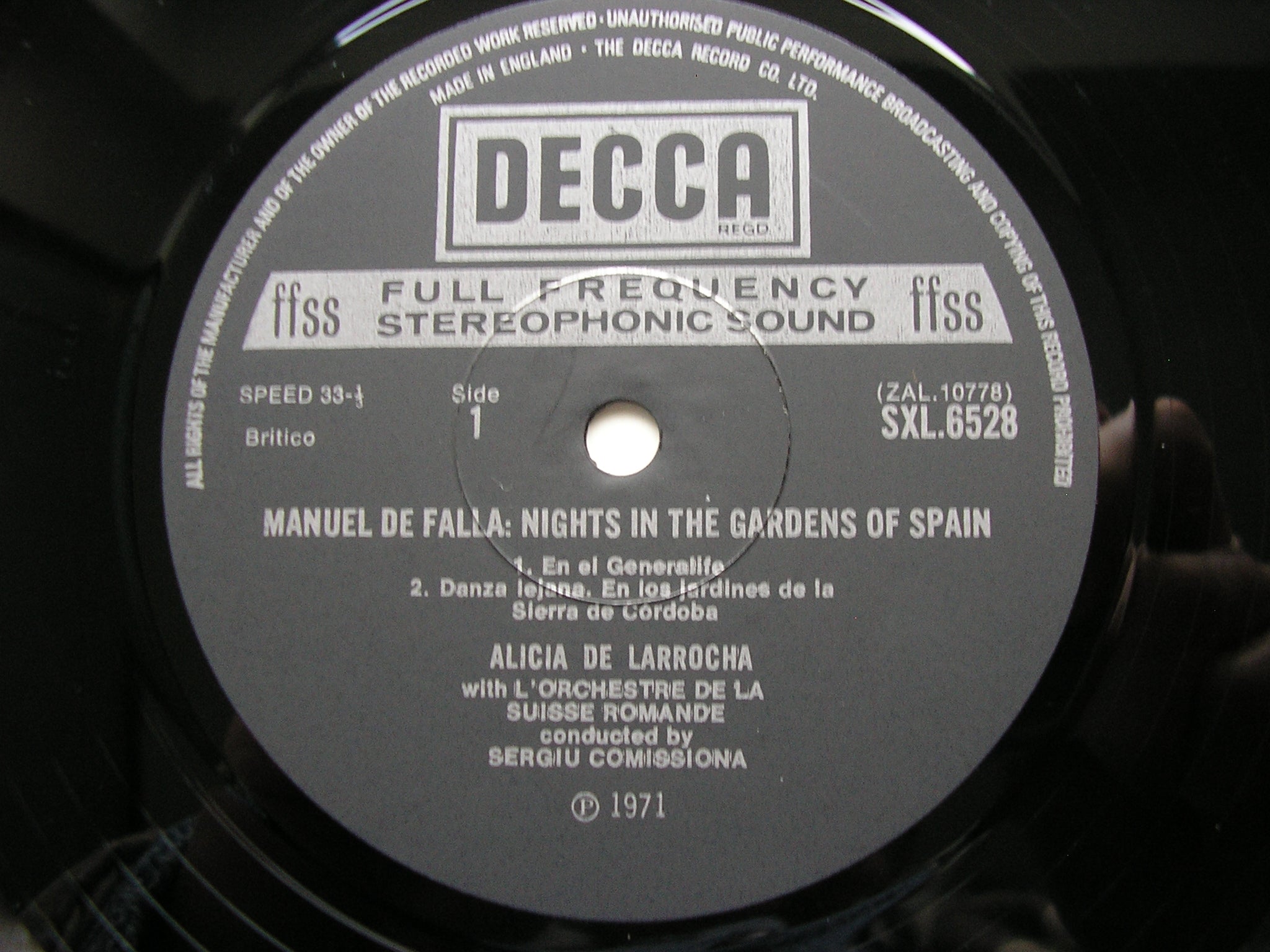 SXL 6528 FALLA: NIGHTS IN THE GARDENS / CHOPIN: PIANO CONCERTO 2 DE LARROCHA / SRO / COMISSIONA