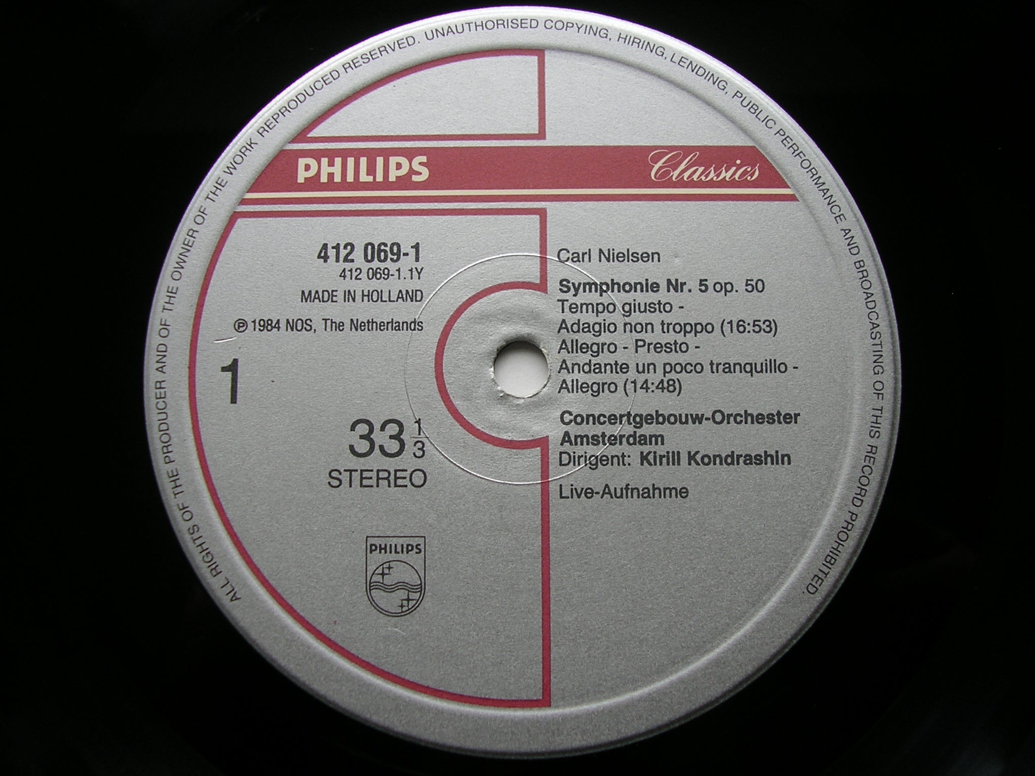 NIELSEN: SYMPHONY No. 5 / SIBELIUS: SYMPHONY No. 5      KONDRASHIN / CONCERTGEBOUW AMSTERDAM   412 069
