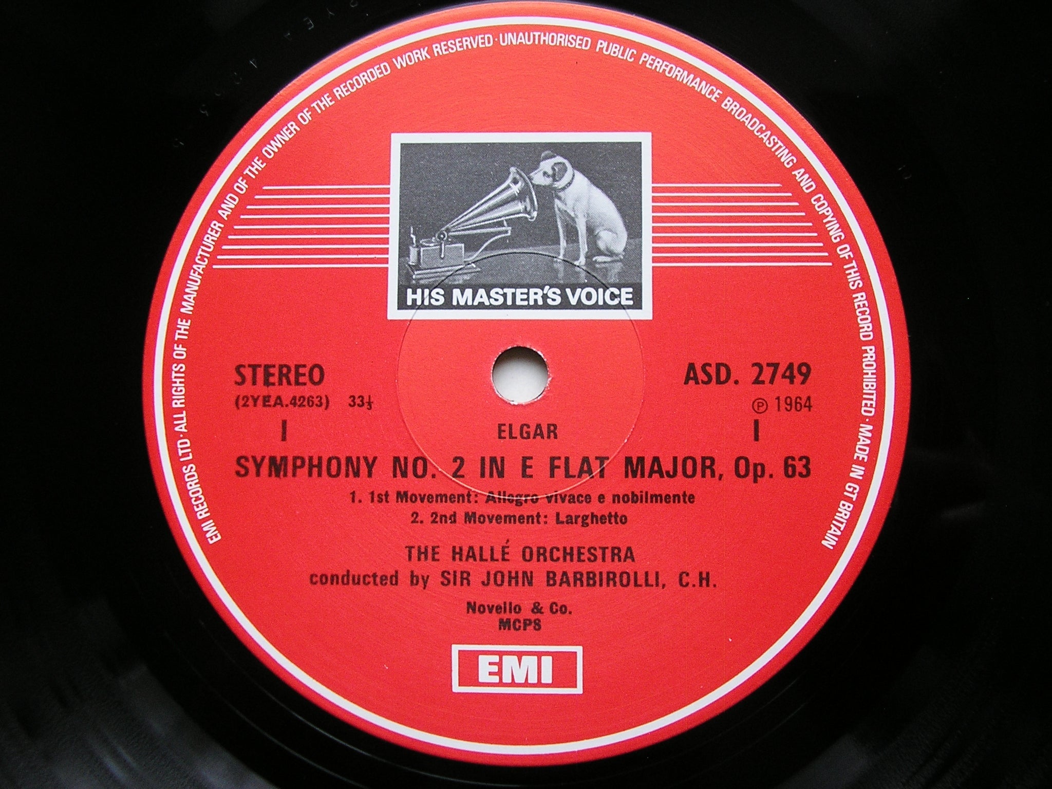 ELGAR: SYMPHONY No. 2      BARBIROLLI / HALLE ORCHESTRA      ASD 2749