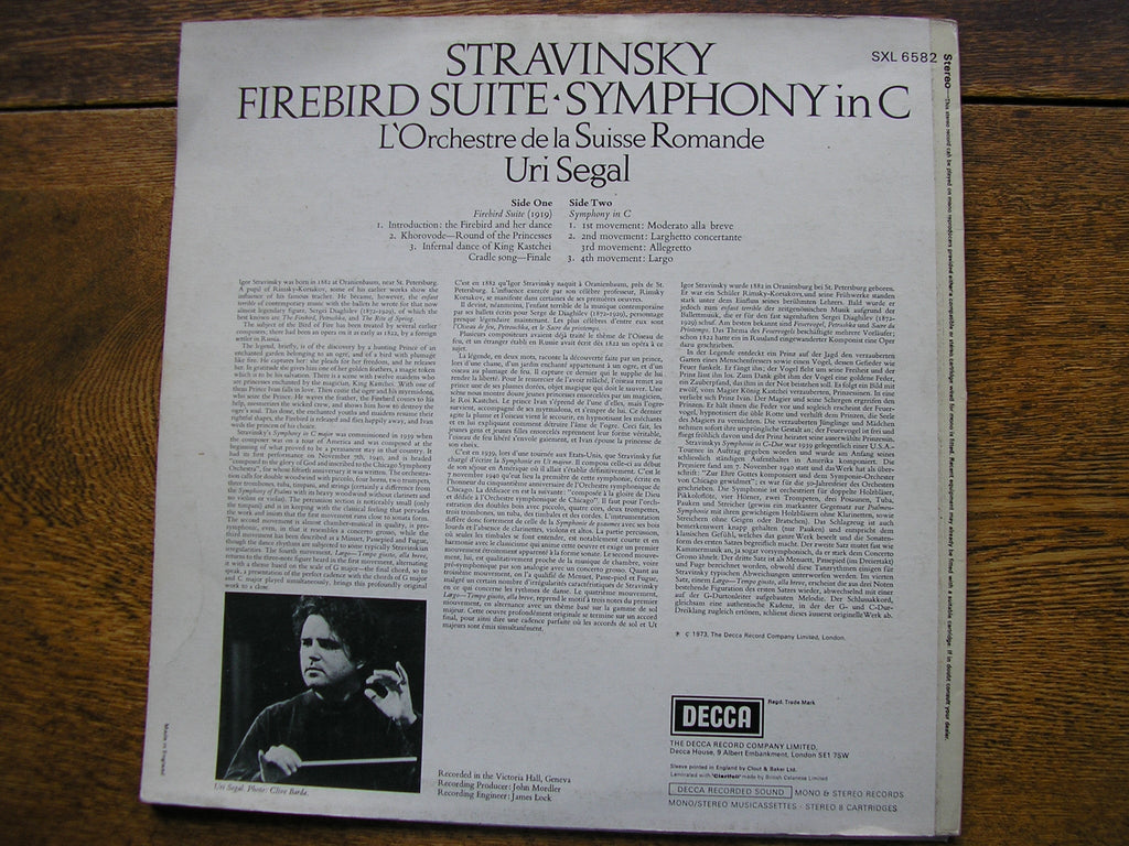 STRAVINSKY: THE FIREBIRD / SYMPHONY in C       SEGAL / SUISSE ROMANDE      SXL 6582