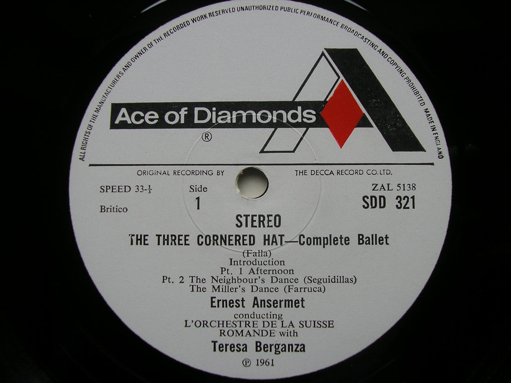FALLA: THE THREE CORNERED HAT / LA VIDA BREVE Interlude & Dance     BERGANZA / SUISSE ROMANDE / ANSERMET     SDD 321