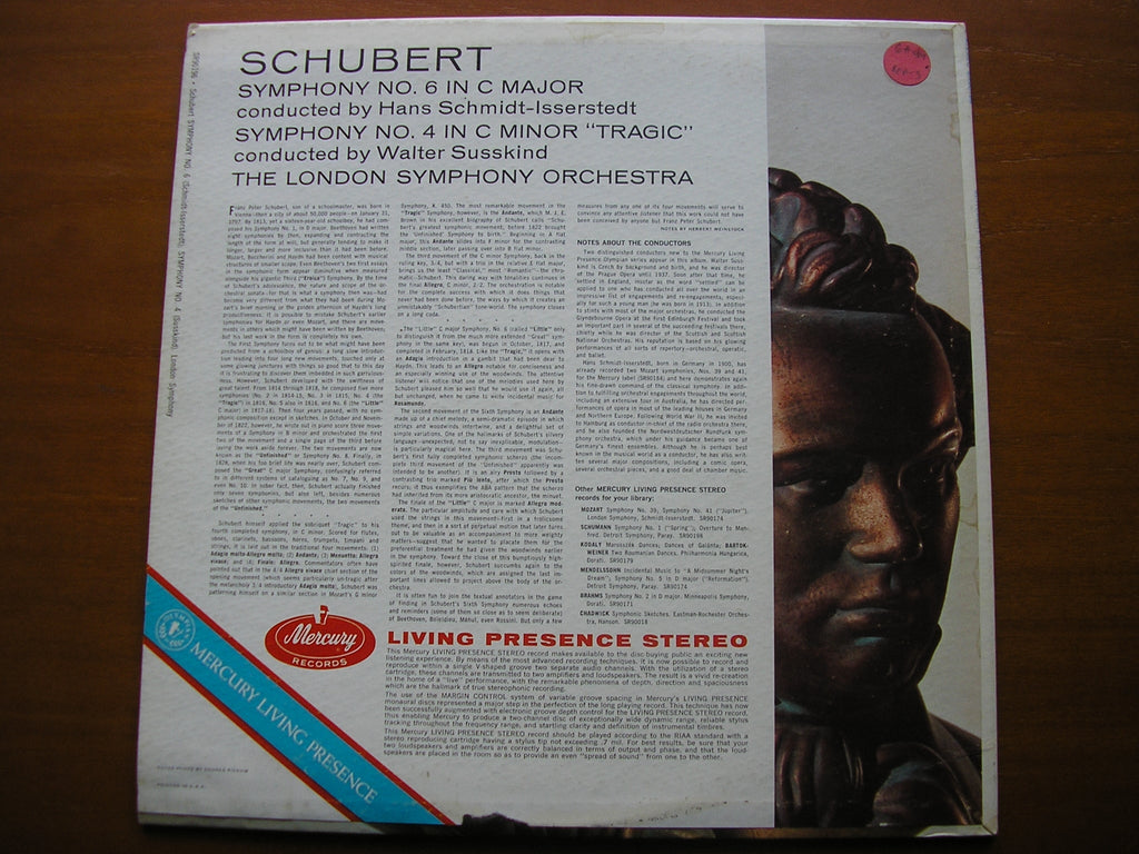 SCHUBERT: SYMPHONIES Nos. 4 & 6     SCHMIDT-ISSERSTEDT / SUSSKIND / LONDON SYMPHONY    SR90196