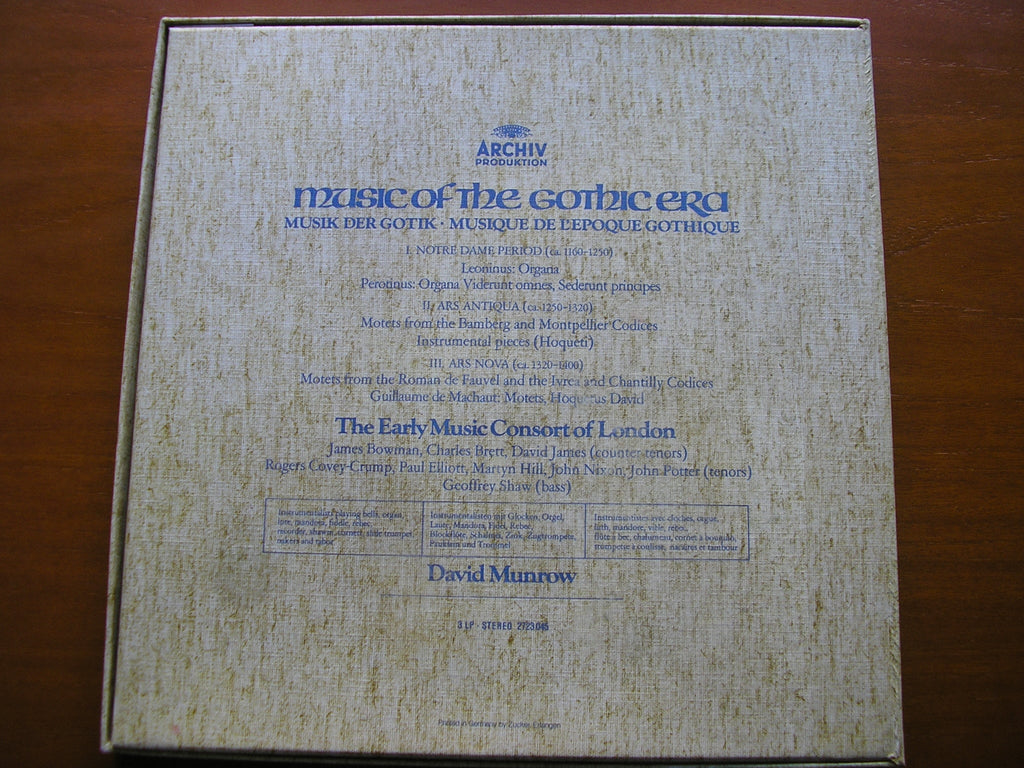 MUSIC OF THE GOTHIC ERA 1160 - 1400     THE EARLY MUSIC CONSORT OF LONDON / MUNROW   2723 045