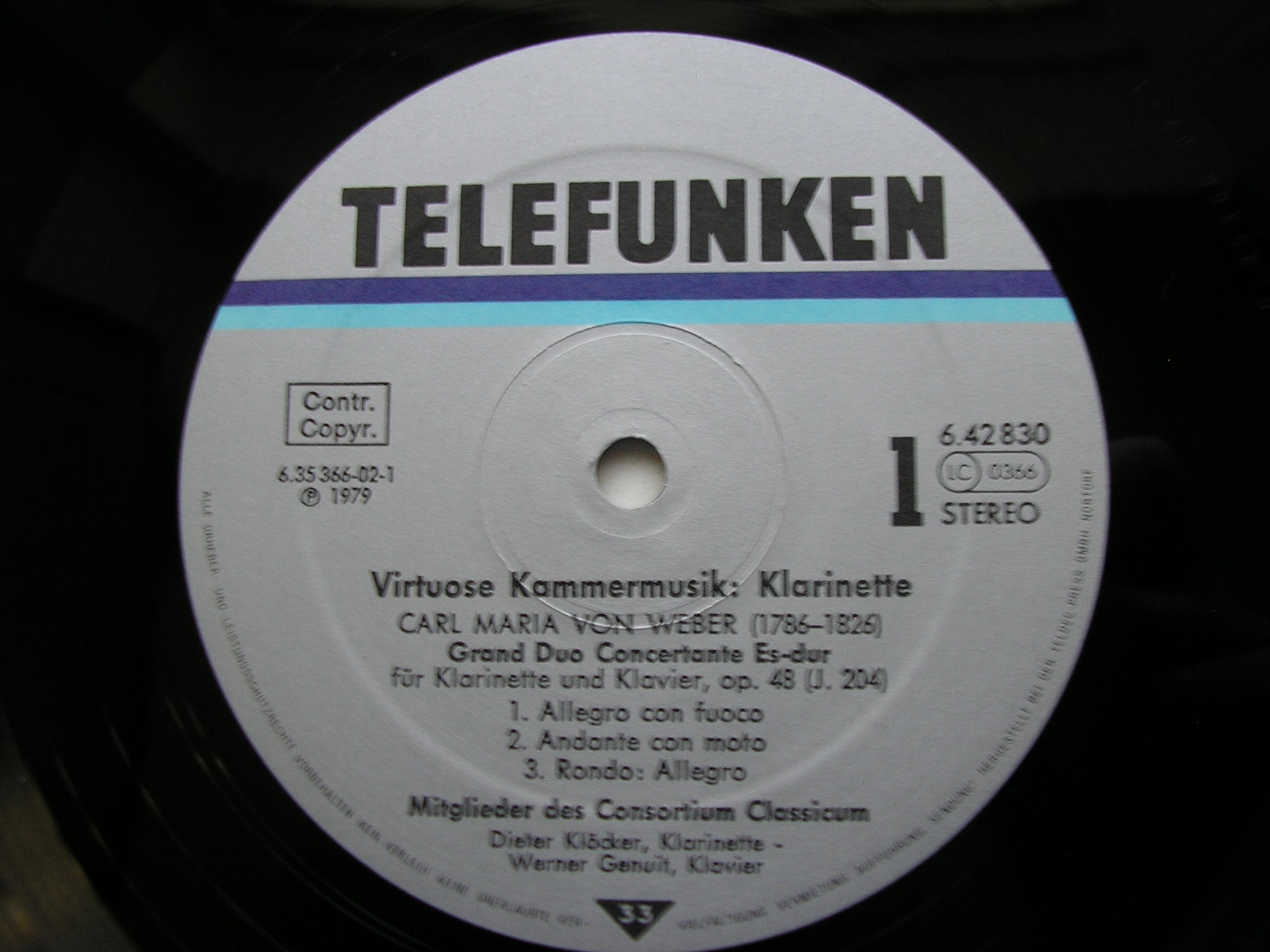 VIRTUOSO CHAMBER MUSIC: WEBER       KLOCKER / GENUIT / NICOLAI / FORSTER / GROBHOLZ / STIEHLER       6.42830