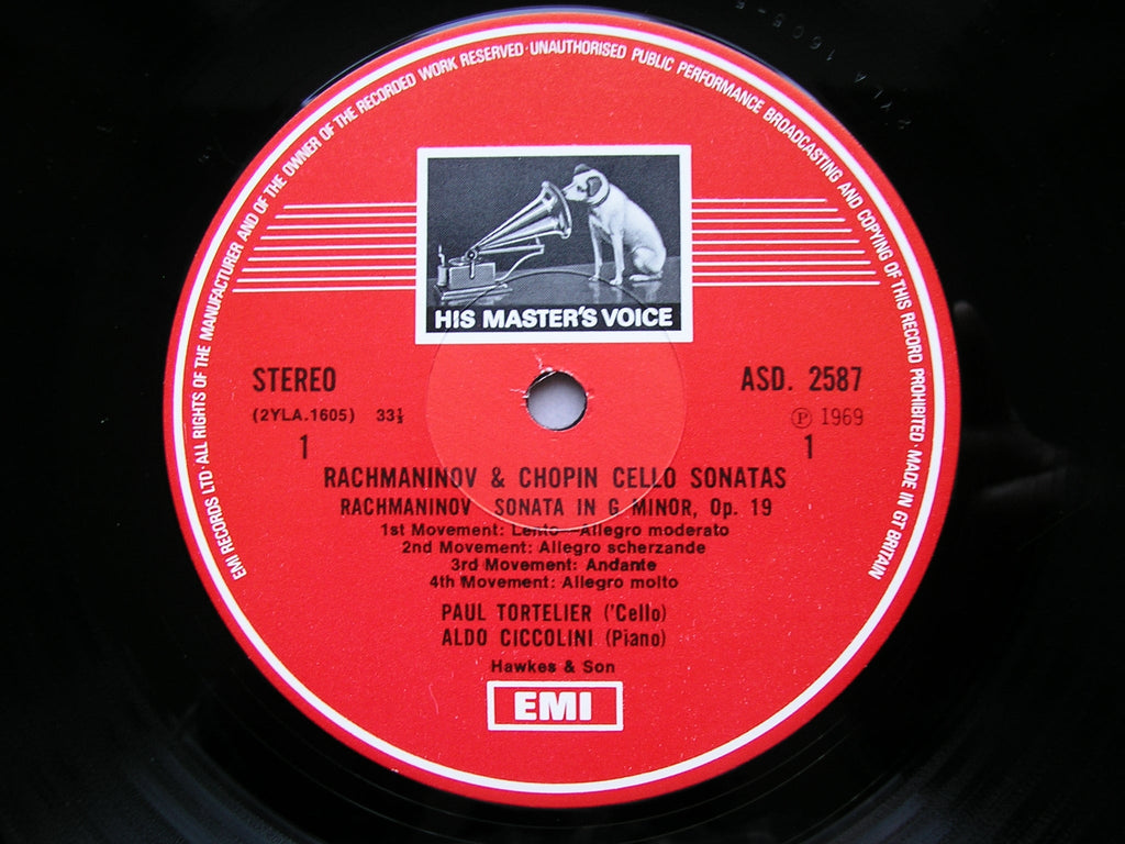 RACHMANINOV: CELLO SONATA / CHOPIN: CELLO SONATA    TORTELIER / CICCOLINI      ASD 2587