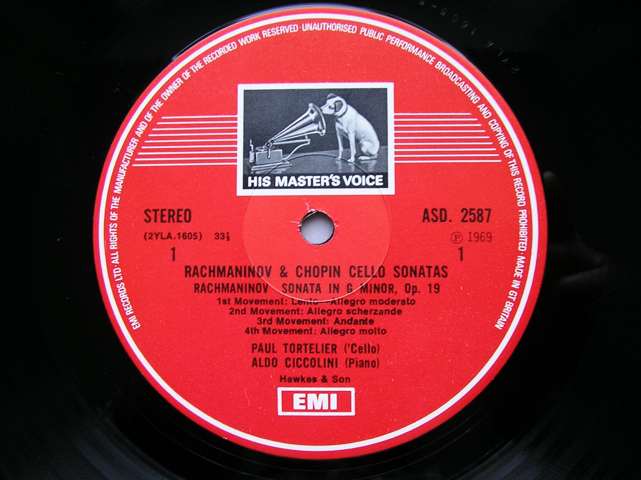 RACHMANINOV: CELLO SONATA / CHOPIN: CELLO SONATA    TORTELIER / CICCOLINI      ASD 2587
