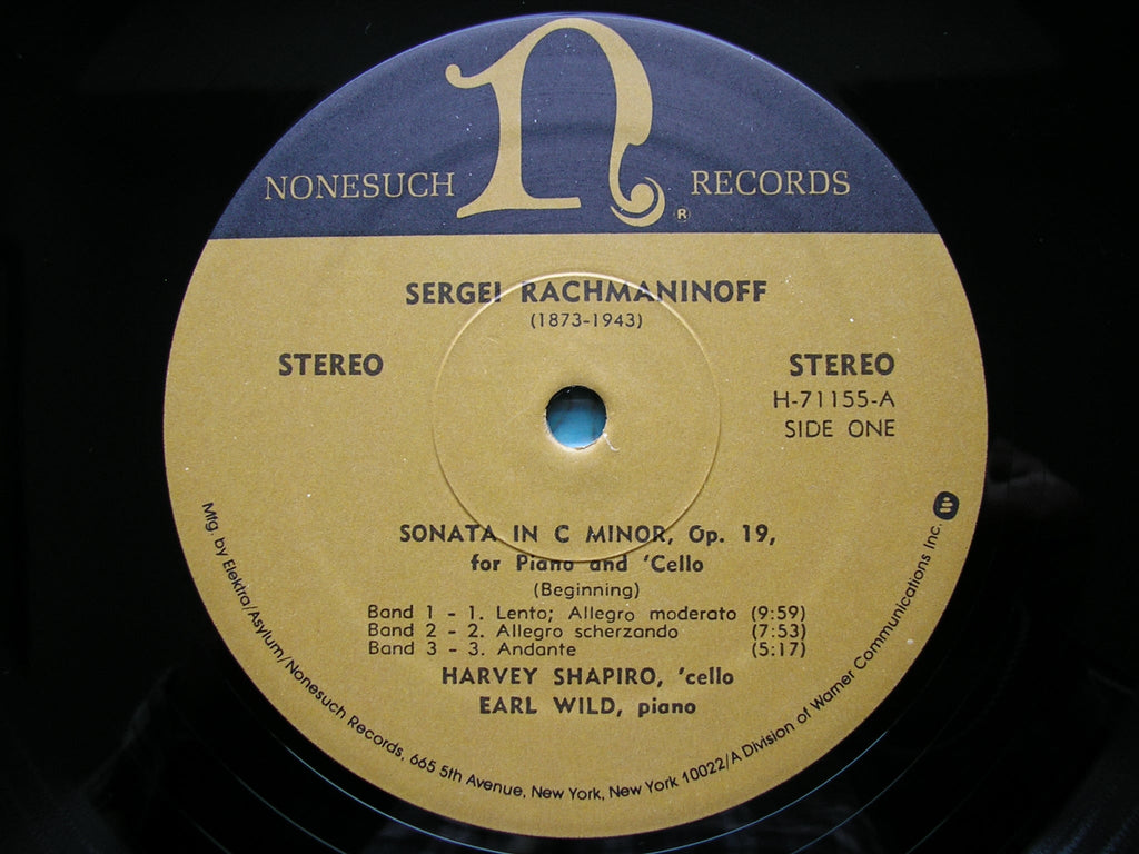 RACHMANINOV: CELLO SONATA / KODALY: CELLO SONATA     SHAPIRO / WILD     H-71155