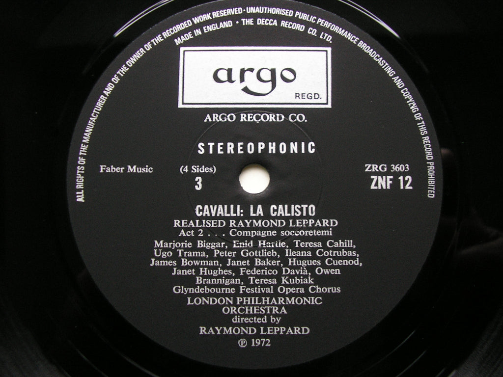 CAVALLI: LA CALISTO     BAKER / CUENOD / COTRUBAS / BRANNIGAN / BOWMAN / LONDON PHILHARMONIC / LEPPARD     ZNF 11-12