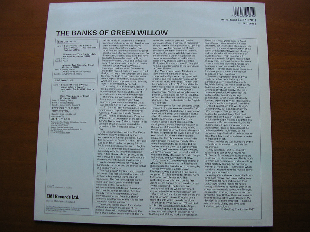 THE BANKS OF GREEN WILLOW: BUTTERWORTH / MOERAN / BAX / BRIDGE      ENGLISH CHAMBER ORCHESTRA / TATE    27 0592