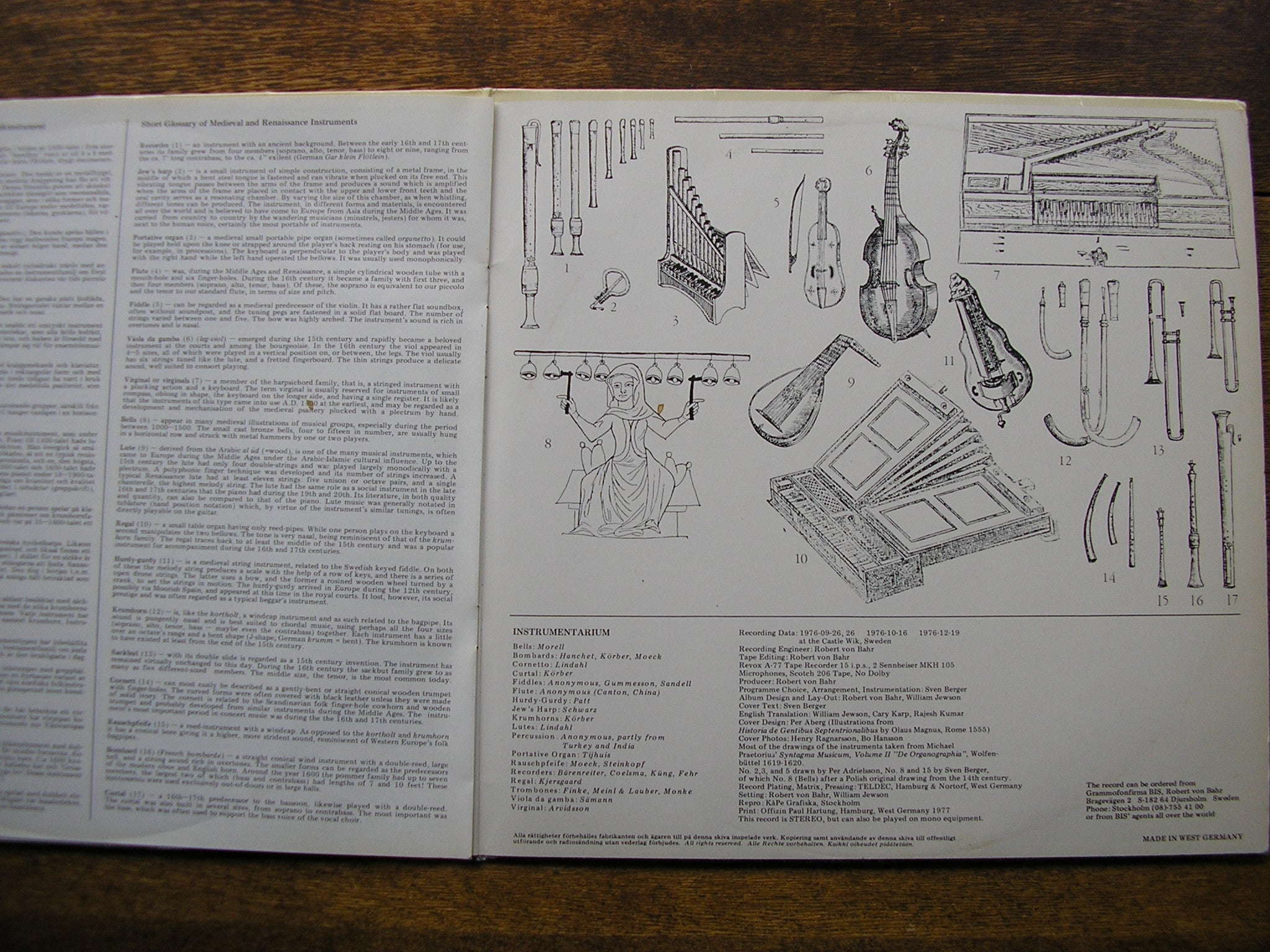 JOCULARES UPSALIENSES   The Four Seasons   SONGS / INSTRUMENTAL PIECES    BIS LP 75