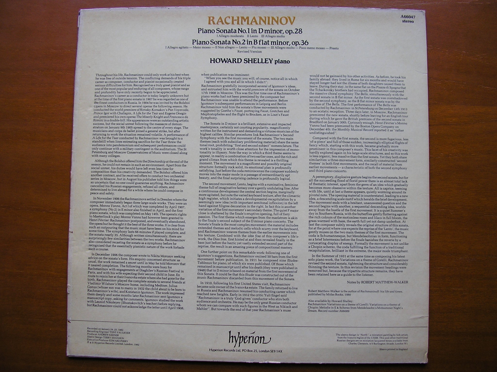 RACHMANINOV: THE TWO PIANO SONATAS      HOWARD SHELLEY     A66047