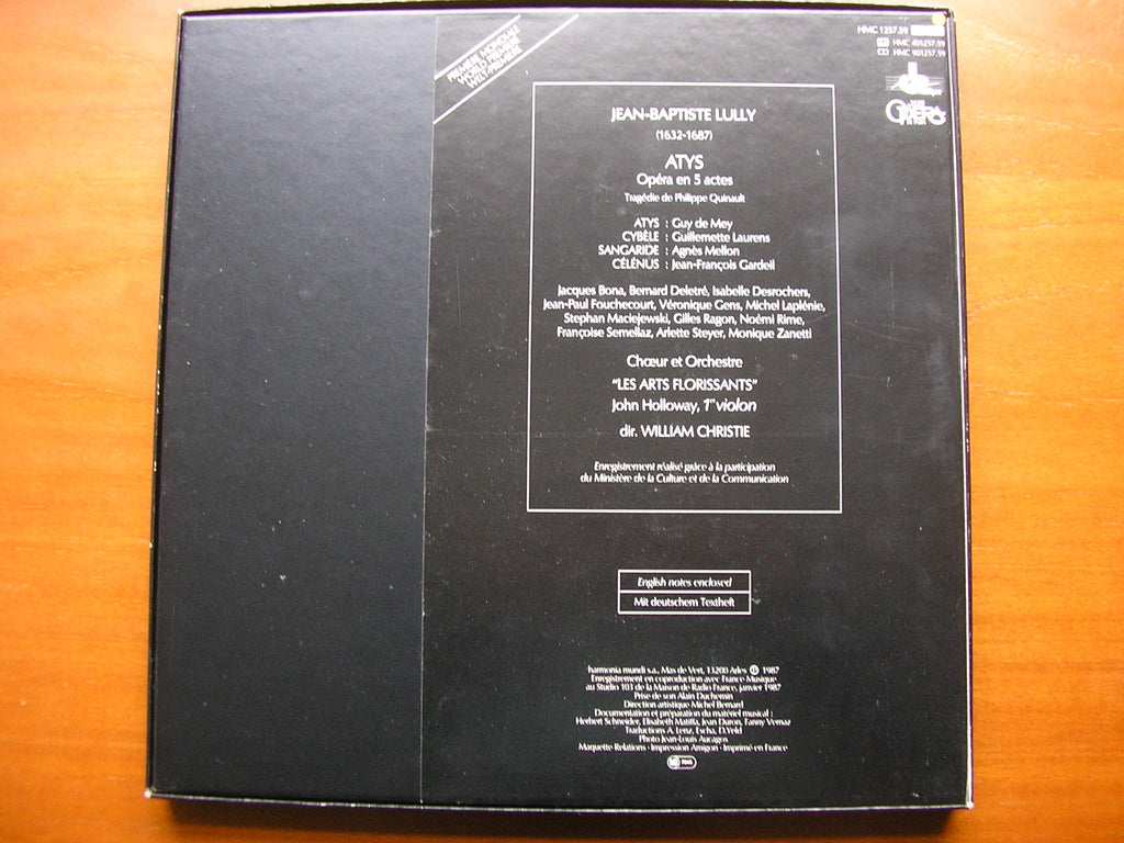 LULLY: ATYS      DE MEY / LAURENS / MELLON / GARDEIL / LES ARTS FLORISSANTS / CHRISTIE    3LP     HMC 1257-59