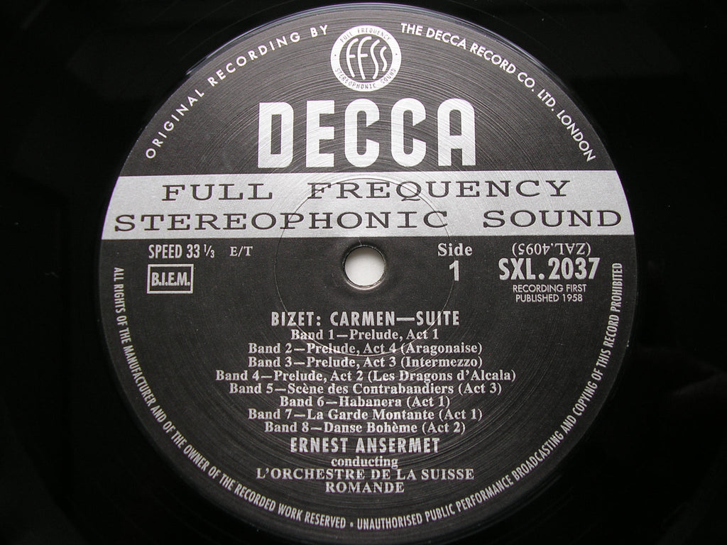 SXL 2037 BIZET: CARMEN Suite / L'ARLESIENNE Suite ANSERMET / SUISSE ROMANDE