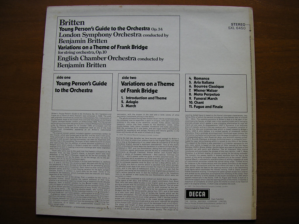 BRITTEN: YOUNG PERSON'S  GUIDE / VARIATIONS ON A  THEME OF FRANK BRIDGE      LSO / ECO / BRITTEN