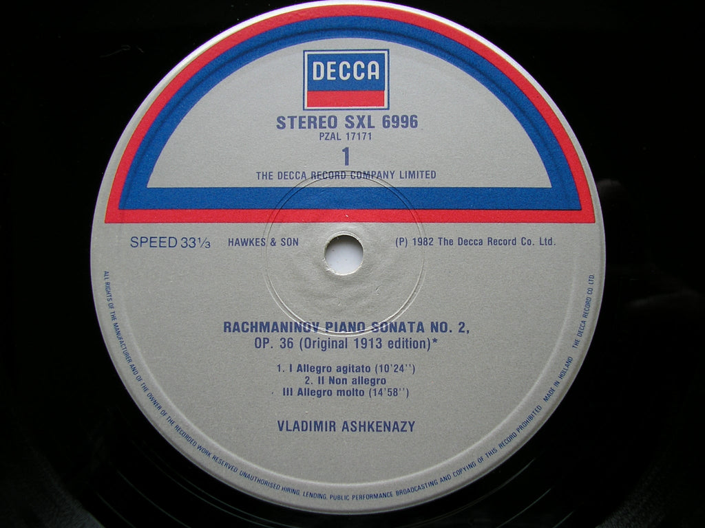 RACHMANINOV: PIANO SONATA No. 2 / ETUDES TABLEAUX Op. 33      VLADIMIR ASKENAZY      SXL 6996