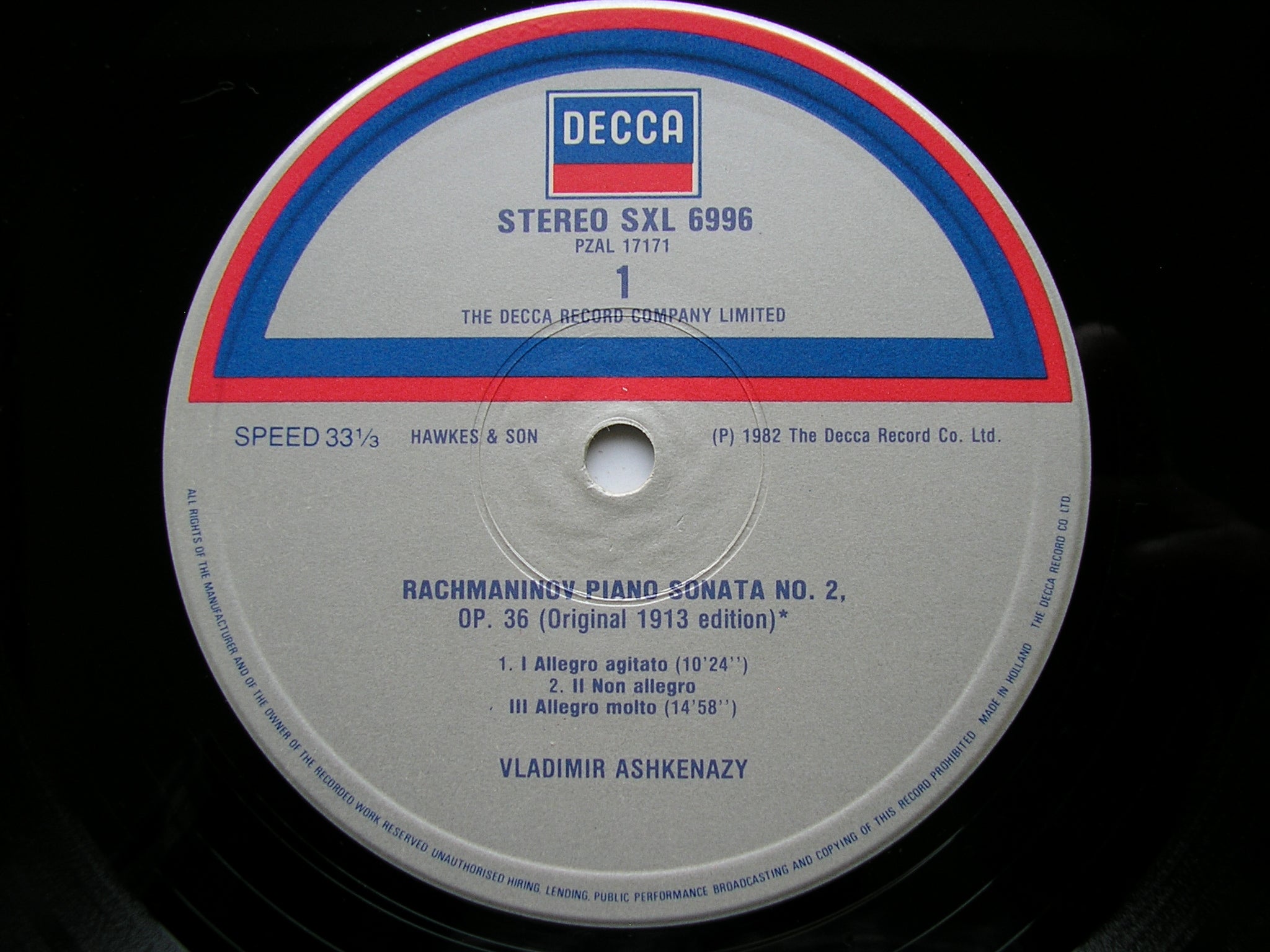RACHMANINOV: PIANO SONATA No. 2 / ETUDES TABLEAUX Op. 33      VLADIMIR ASKENAZY      SXL 6996