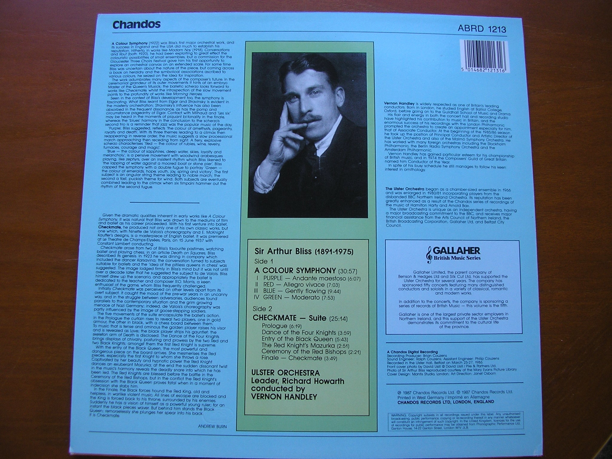 BLISS: A COLOUR SYMPHONY / CHECKMATE Ballet Suite        HANDLEY / ULSTER ORCHESTRA     ABRD 1213