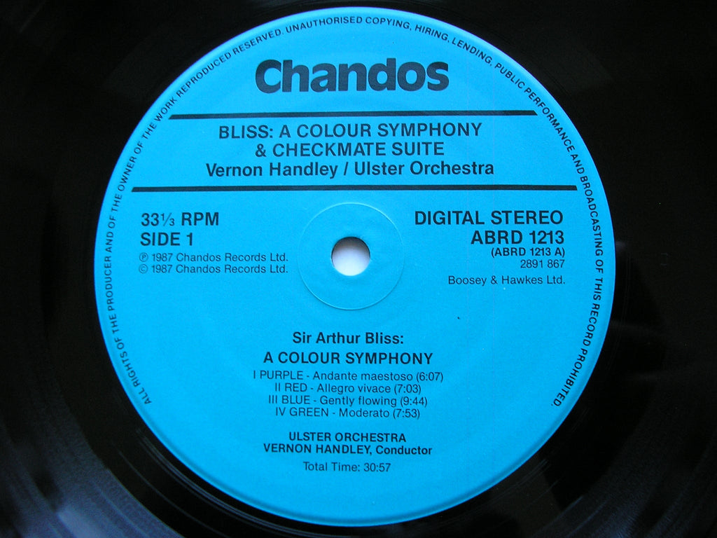 BLISS: A COLOUR SYMPHONY / CHECKMATE Ballet Suite        HANDLEY / ULSTER ORCHESTRA     ABRD 1213