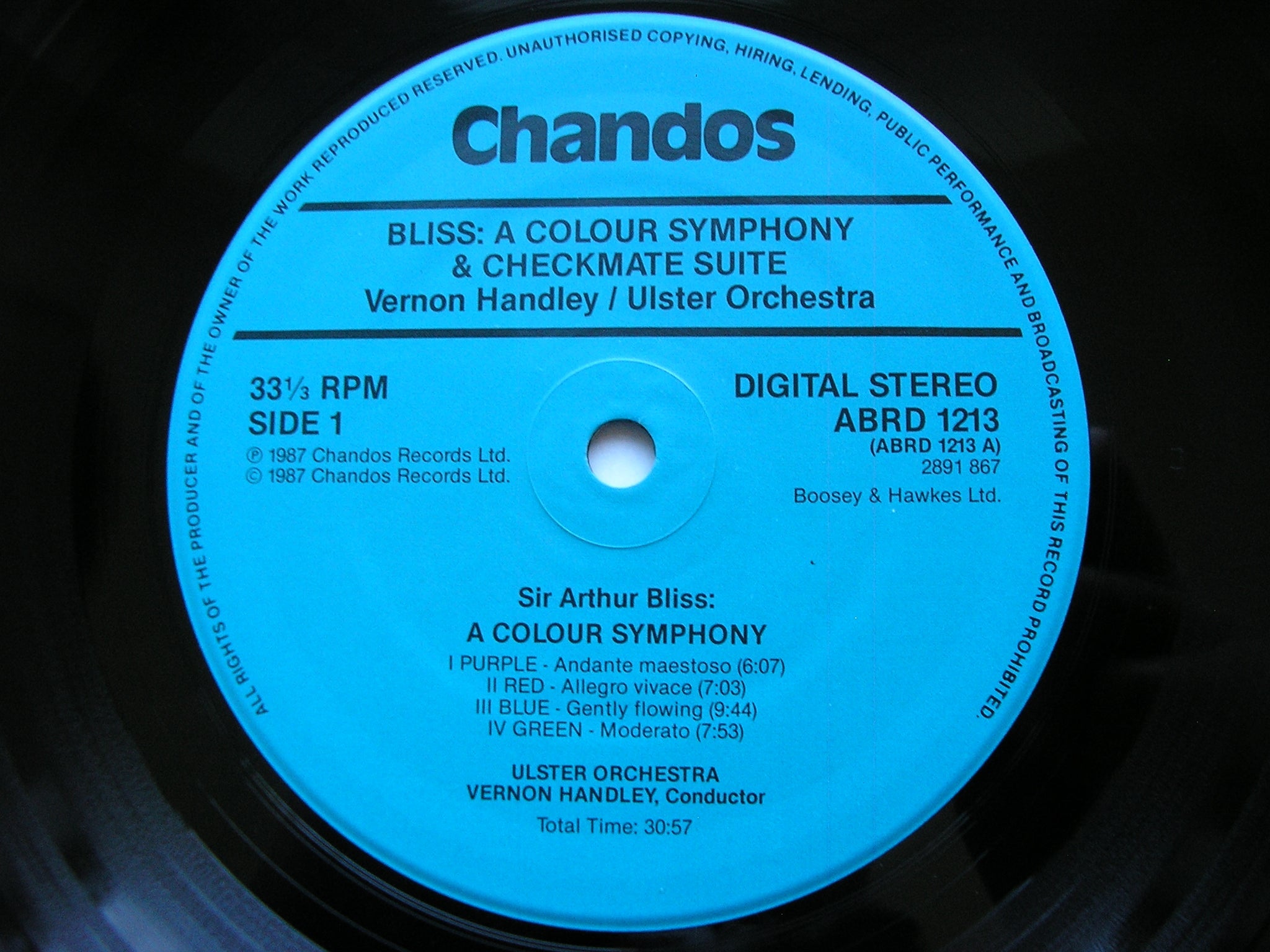 BLISS: A COLOUR SYMPHONY / CHECKMATE Ballet Suite        HANDLEY / ULSTER ORCHESTRA     ABRD 1213