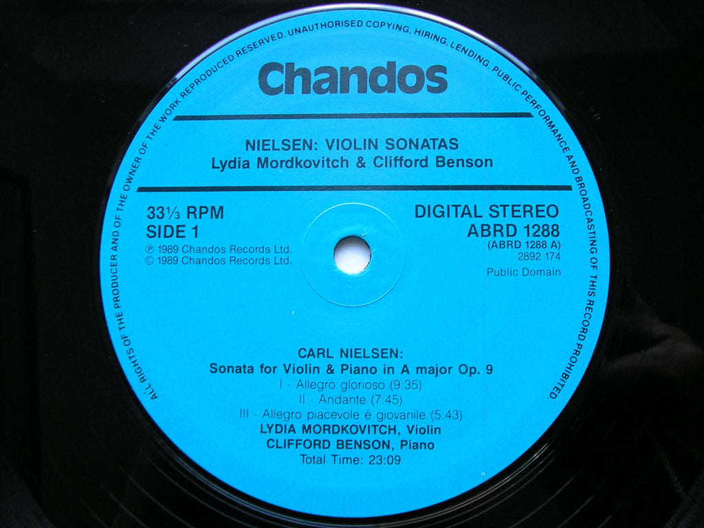 NIELSEN: SONATAS  FOR VIOLIN & PIANO in A Op. 9 & No. 2 Op. 35    LYDIA MORDKOVITCH / CLIFFORD BENSON    ABRD 1288