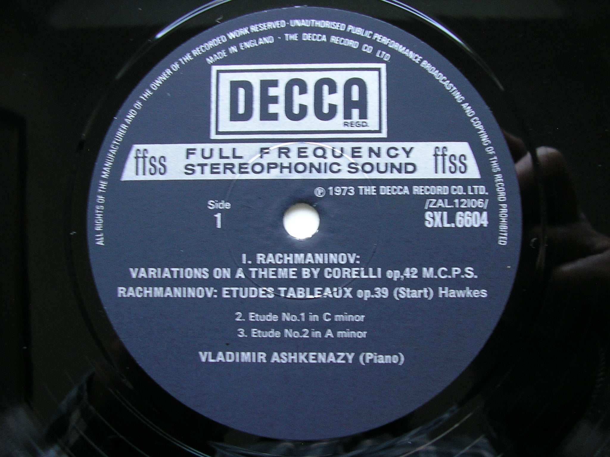 RACHMANINOV: ETUDES TABLEAUX Op. 39 / CORELLI VARIATIONS Op. 42     VLADIMIR ASHKENAZY    SXL 6604