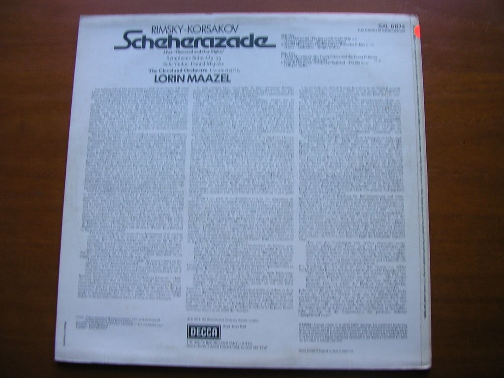 SXL 6874 RIMSKY-KORSAKOV: SCHEHERAZADE MAAZEL / CLEVELAND ORCHESTRA TEST PRESSING