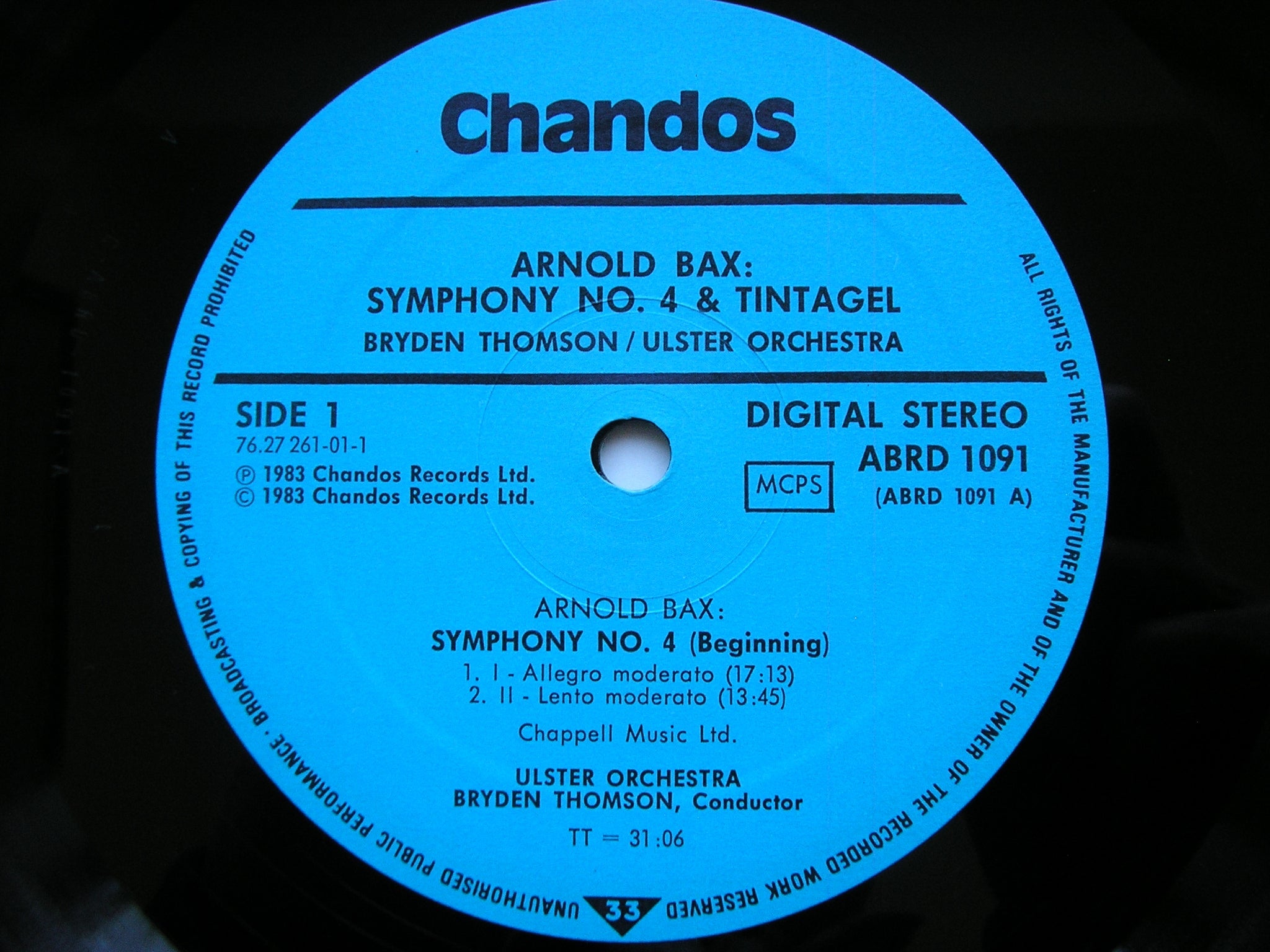 BAX: SYMPHONY No. 4 / TINTAGEL       THOMSON / ULSTER ORCHESTRA      ABRD 1091