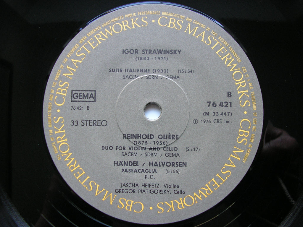 DVORAK: PIANO TRIO Op. 65 / STRAVINSKY / GLIERE / HANDEL    HEIFETZ / PIATIGORSKY / PENNARIO      76421