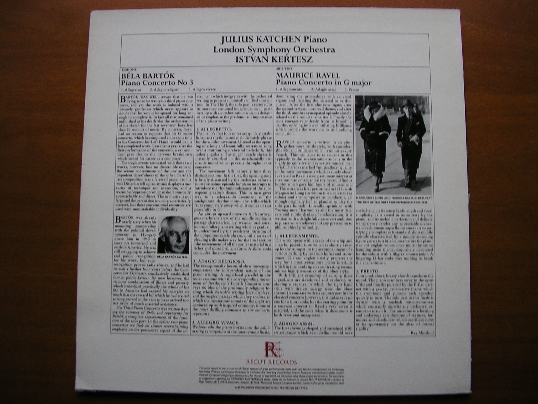 BARTOK: PIANO CONCERTO No. 3 / RAVEL: PIANO CONCERTO in G       KATCHEN / LONDON SYMPHONY / KERTESZ      REC 01