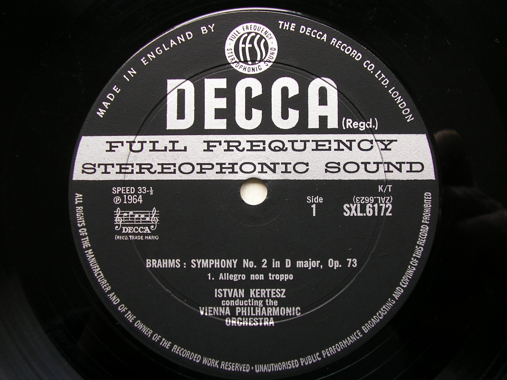 SXL 6172 BRAHMS: SYMPHONY No. 2 ISTVAN KERTESZ / VIENNA PHILHARMONIC
