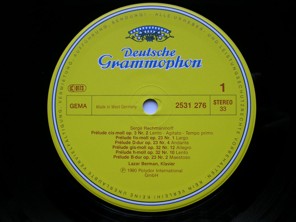 RACHMANINOV: CORELLI VARIATIONS / PRELUDES      LAZAR BERMAN       2531 276