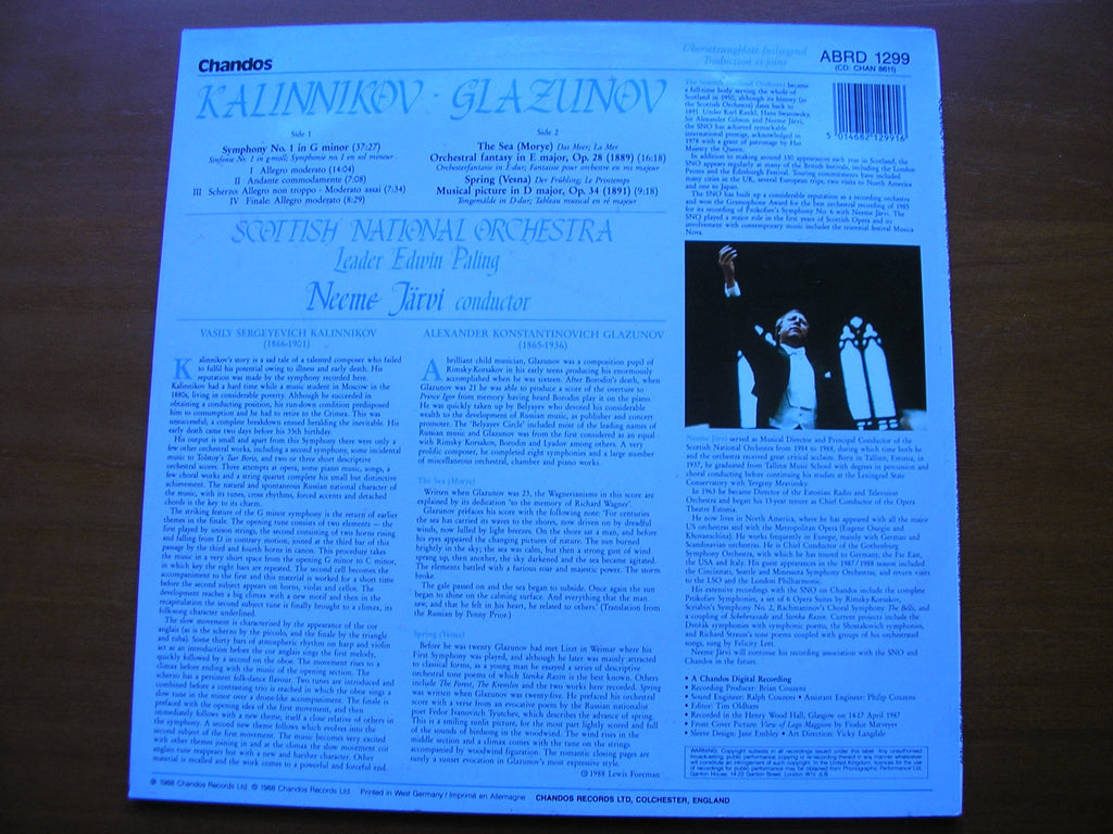 KALINNIKOV: SYMPHONY No. 1 / GLAZUNOV: THE SEA / SPRING    NEEME JARVI / SCOTTISH NATIONAL ORCHESTRA     ABRD 1299