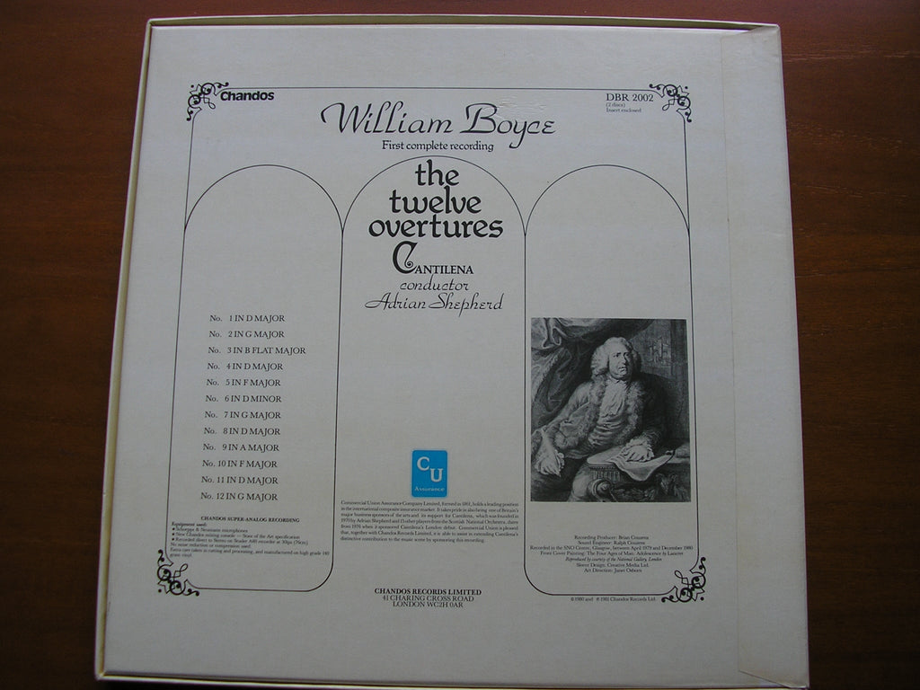 BOYCE: 12 SYMPHONIES     CANTILENA / ADRIAN SHEPHERD    DBR 2002