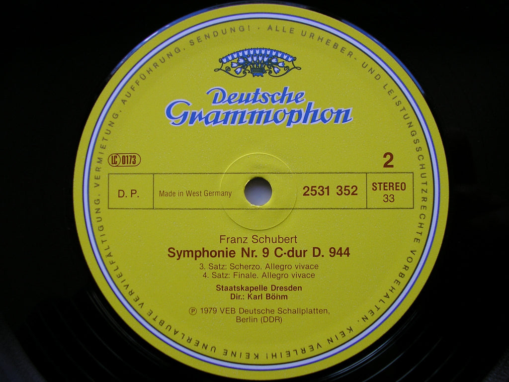 SCHUBERT: SYMPHONY No. 9   Great C major    KARL BOHM / STAATSKAPELLE DRESDEN   2531 352