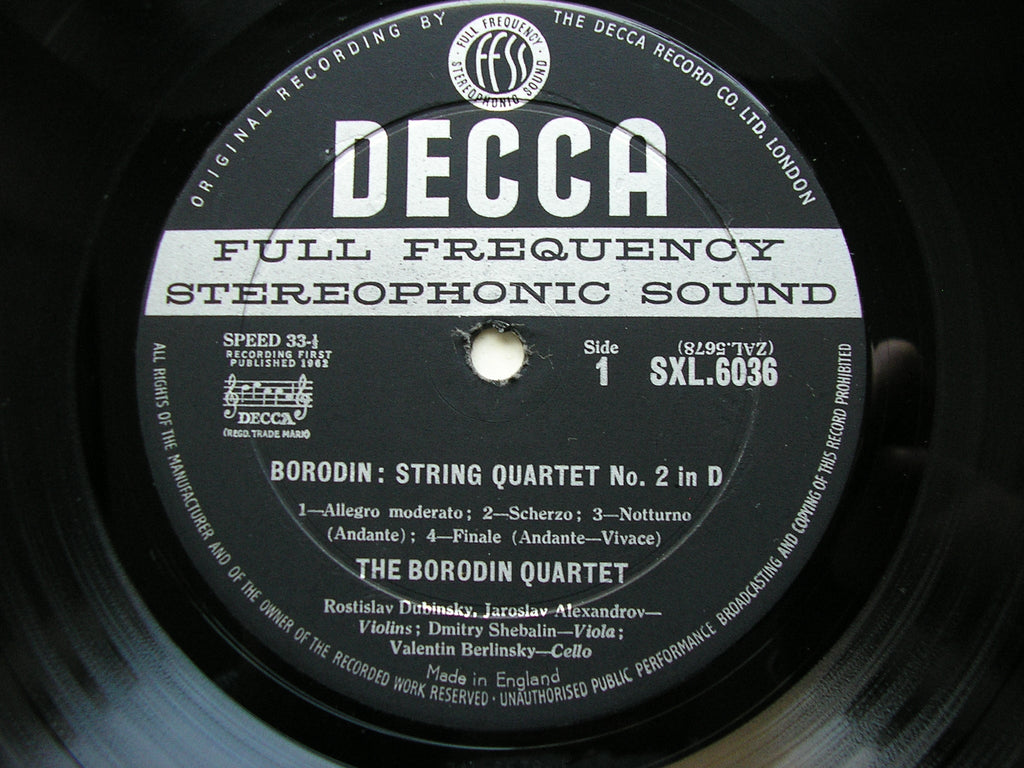 SXL 6036 BORODIN: STRING QUARTET No. 2 / SHOSTAKOVICH: STRING QUARTET No. 8 BORODIN QUARTET