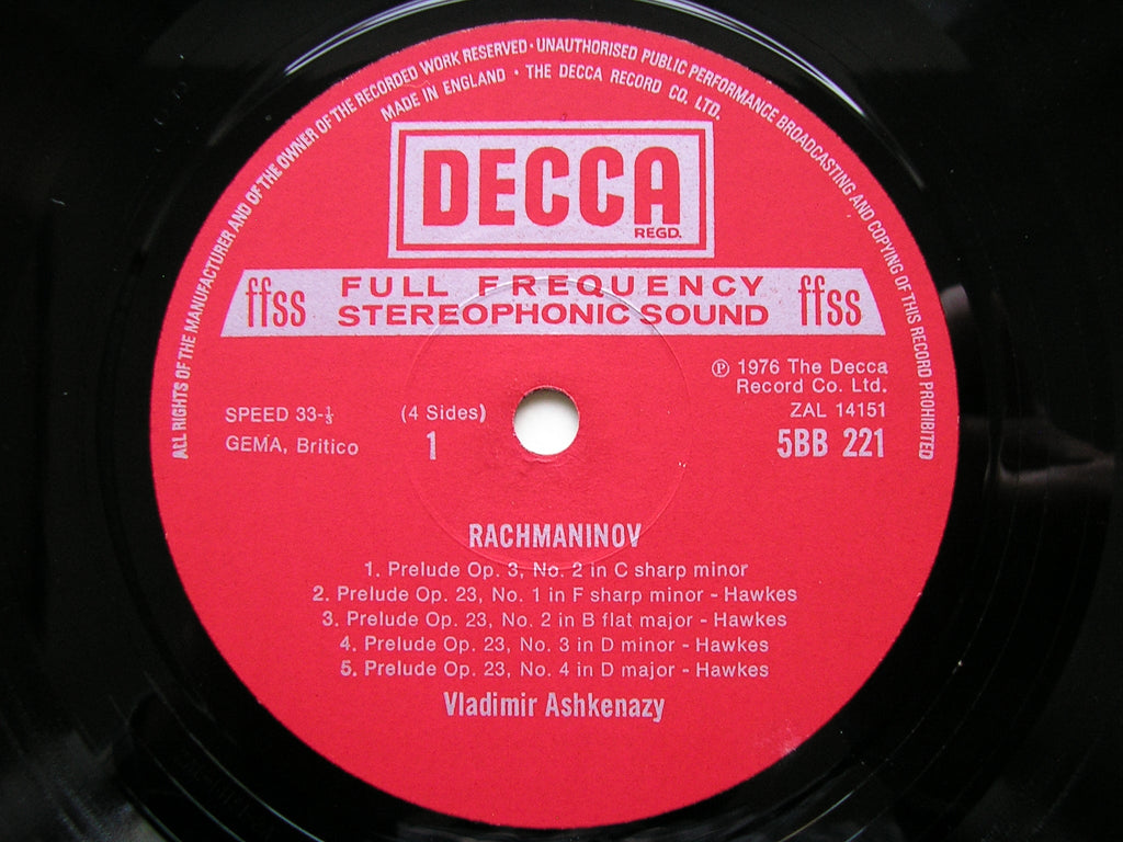 RACHMANINOV: 24 PRELUDES     VLADIMIR ASHKENAZY      2LP     5BB 221-2