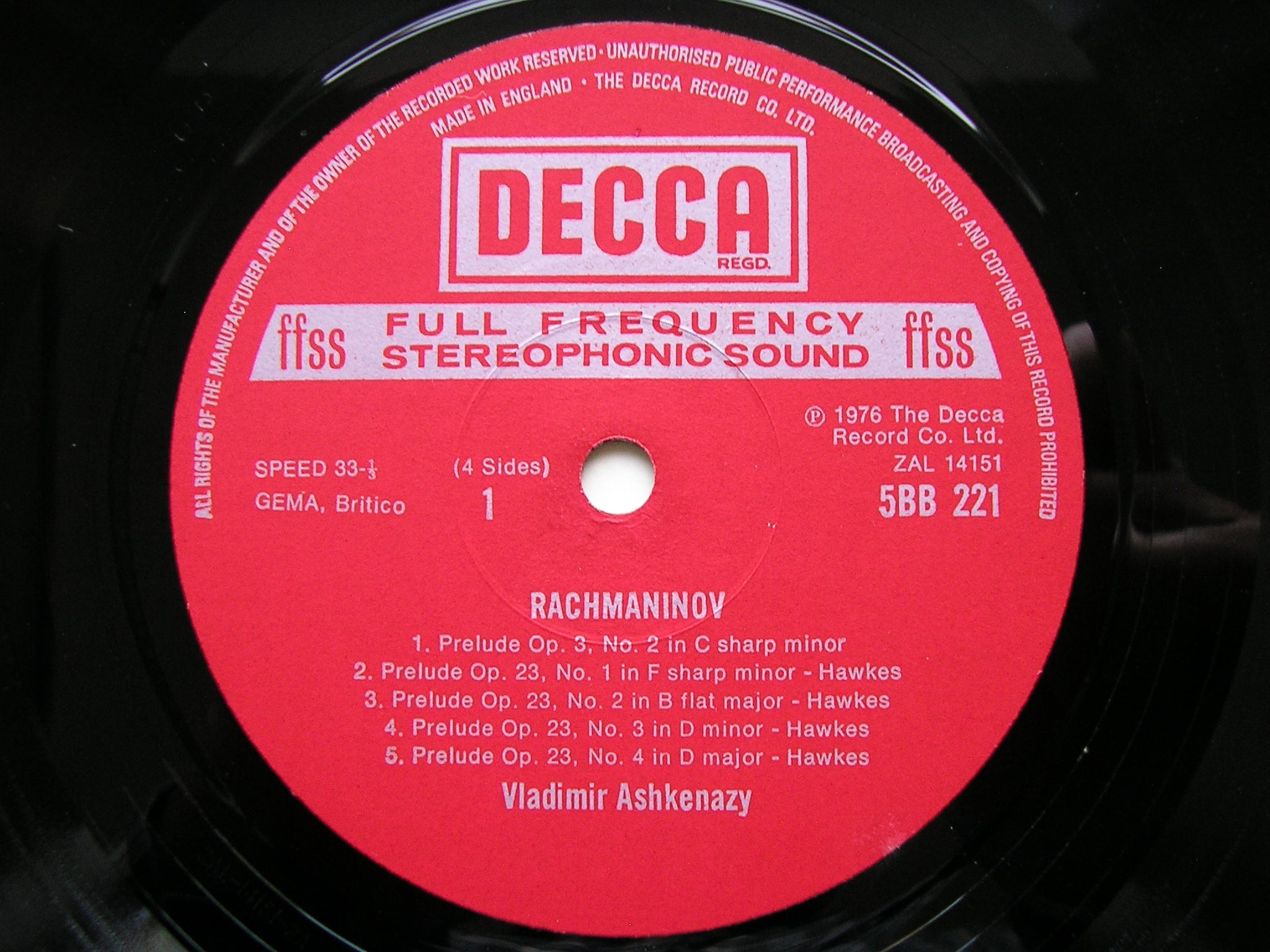 RACHMANINOV: 24 PRELUDES     VLADIMIR ASHKENAZY      2LP     5BB 221-2
