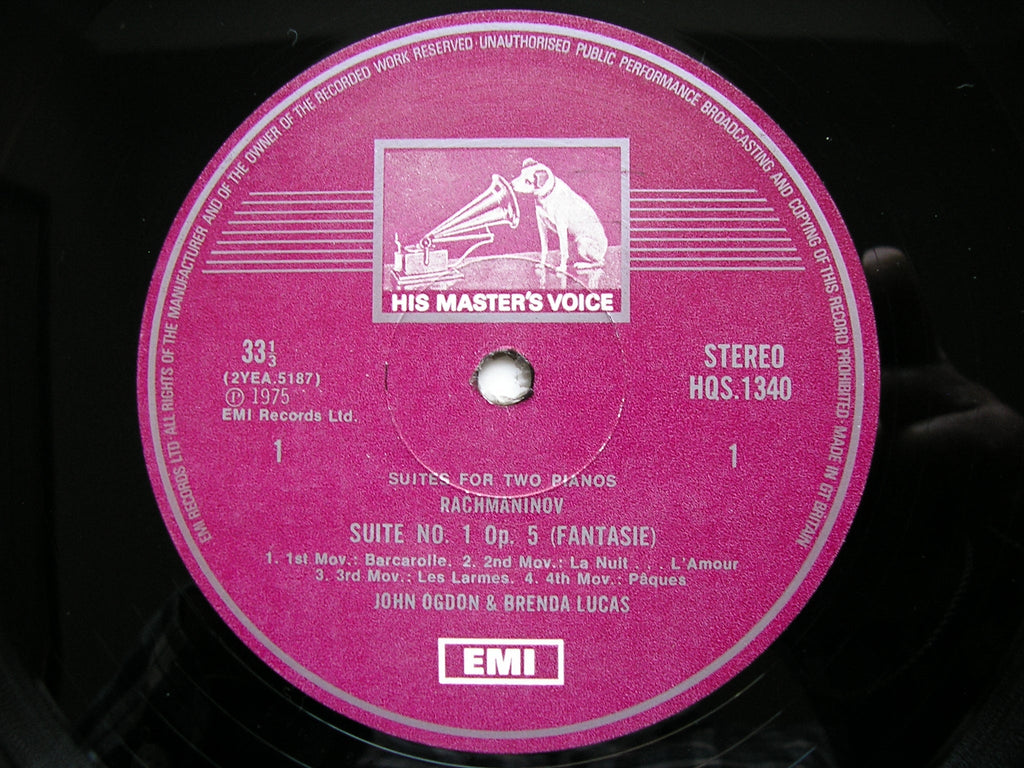 RACHMANINOV: SUITES Nos. 1 & 2 FOR TWO PIANOS      JOHN OGDON / BRENDA LUCAS     HQS 1340