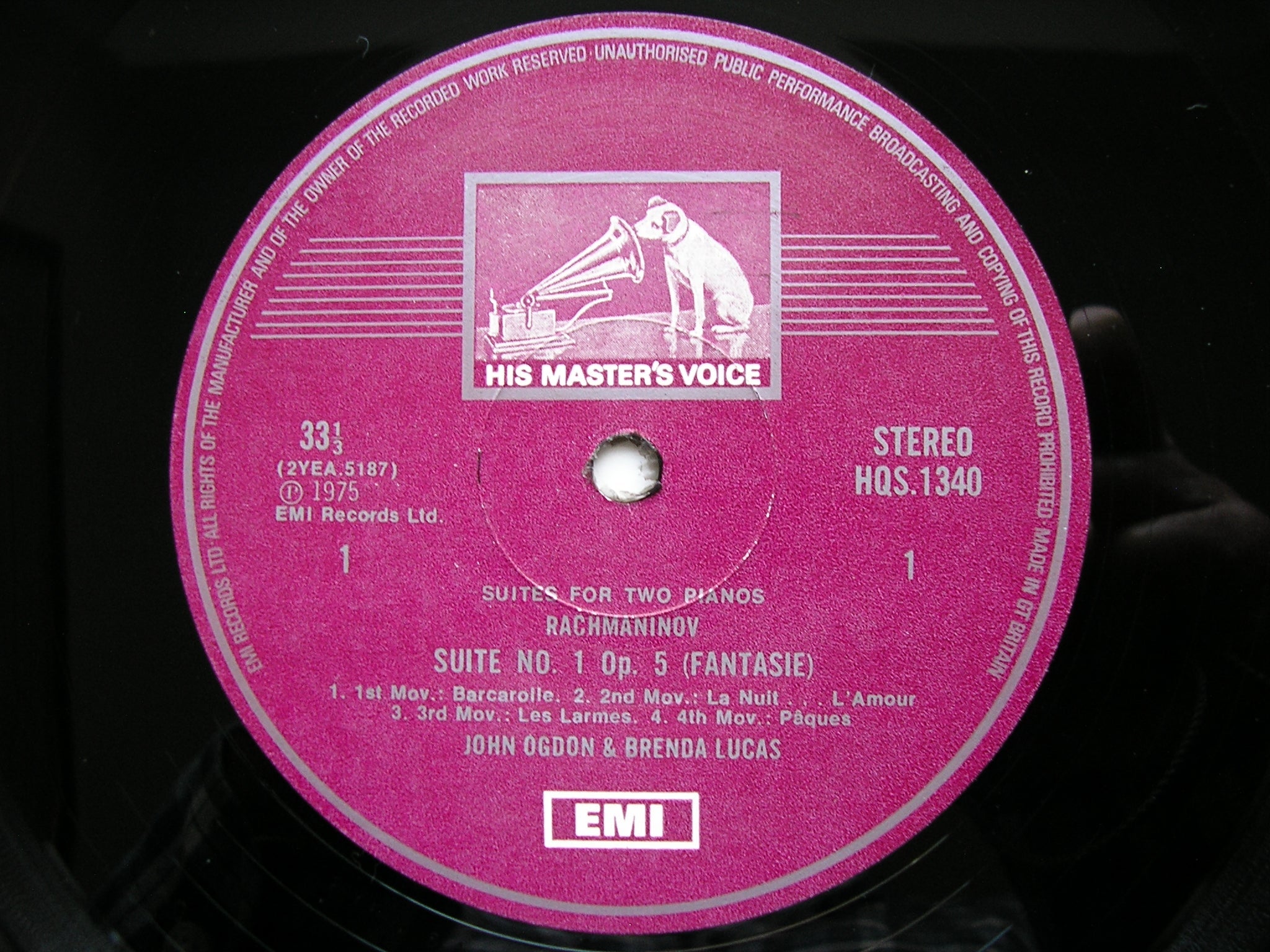 RACHMANINOV: SUITES Nos. 1 & 2 FOR TWO PIANOS      JOHN OGDON / BRENDA LUCAS     HQS 1340
