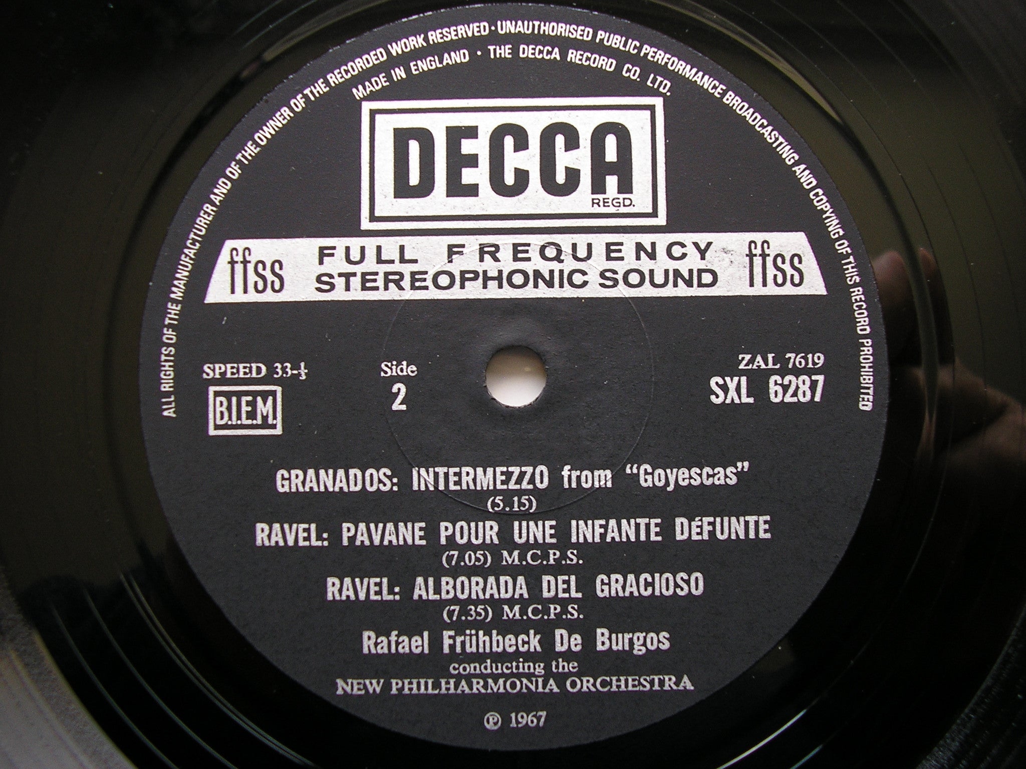 SXL 6287 FALLA: EL AMOR BRUJO / RAVEL: PAVANE / ALBORADA DE BURGOS / NEW PHILHARMONIA