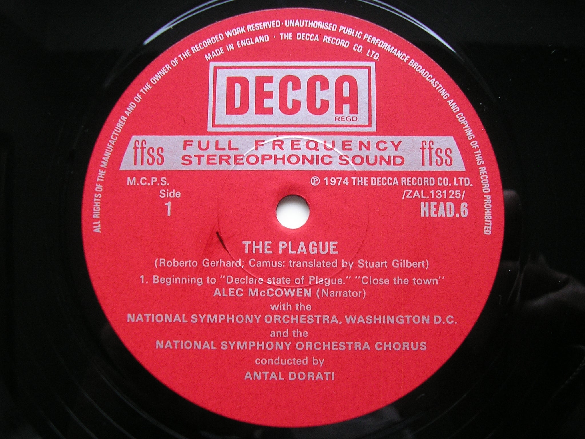 GERHARD: THE PLAGUE ALEC McCOWEN / NSOWDC / ANTAL DORATI DECCA HEADLINE HEAD 6