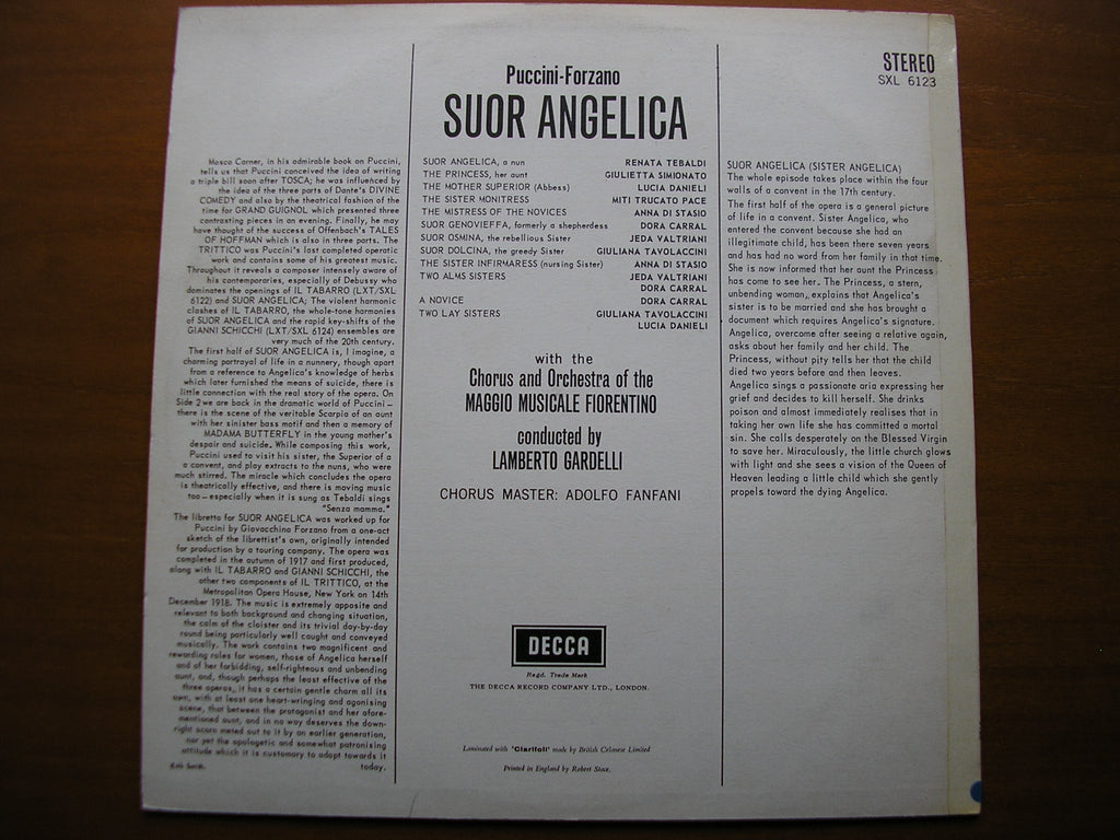 SXL 6123  PUCCINI: SUOR ANGELICA    TEBALDI / SIMIONATO / MMF / GARDELLI     ED1