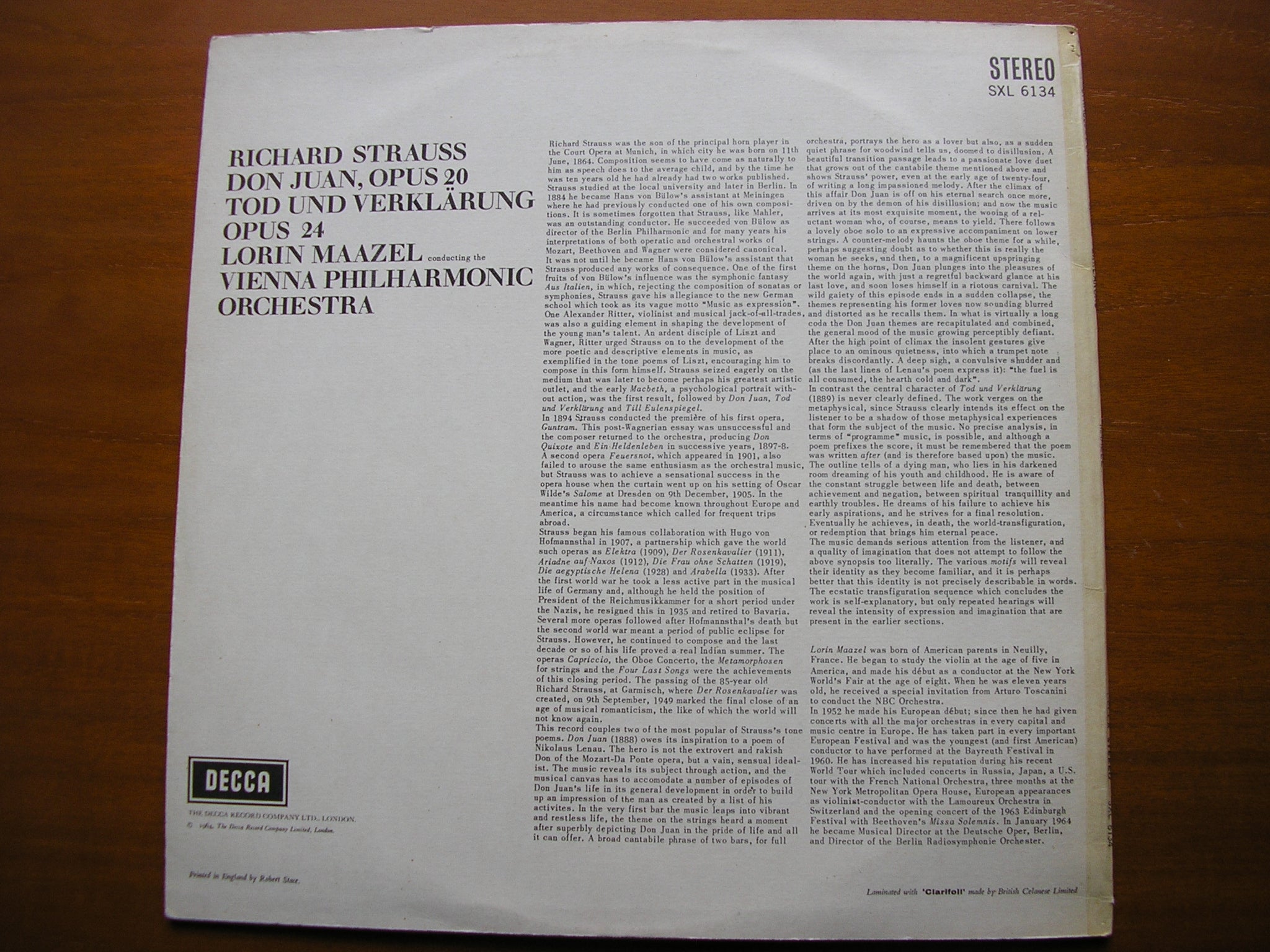 SXL 6134 STRAUSS: DON JUAN / TOD UND VERKLARUNG MAAZEL / VIENNA PHILHARMONIC