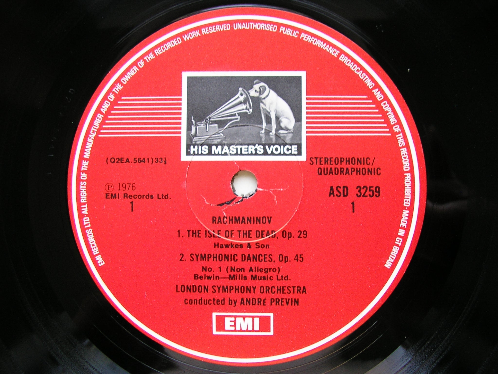 RACHMANINOV: SYMPHONIC DANCES / THE ISLE OF THE DEAD      PREVIN / LONDON SYMPHONY     ASD 3259