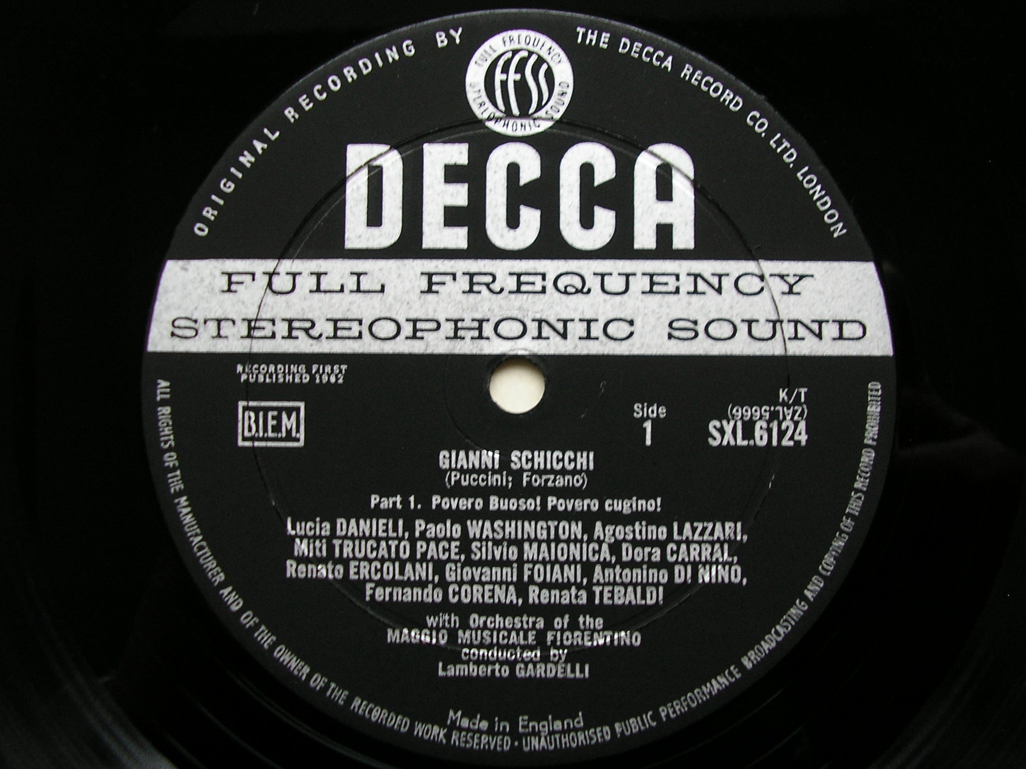 SXL 6124  PUCCINI: GIANNI SCHICCHI     CORENA / TEBALDI / MMF / GARDELLI      ED1