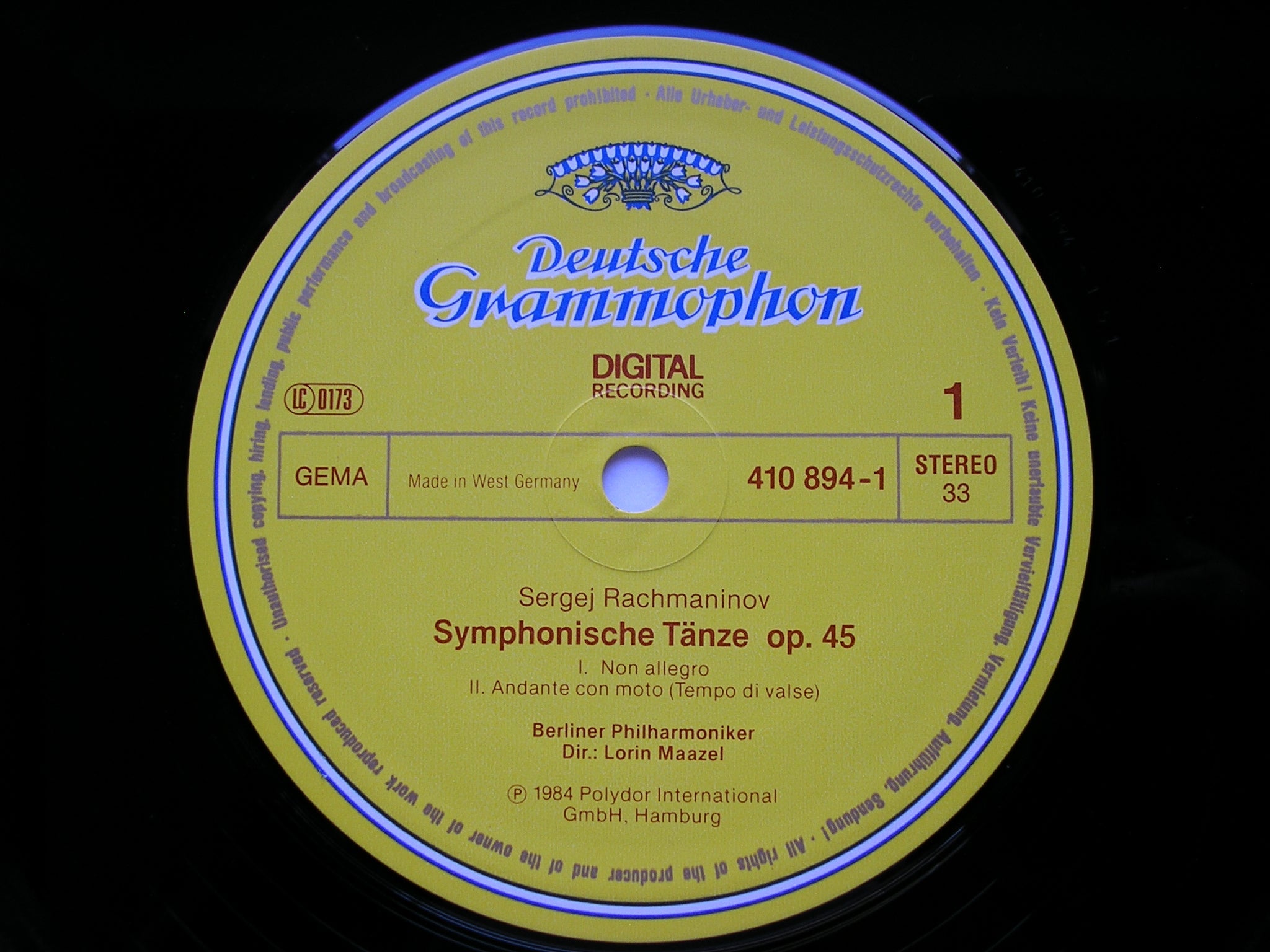 RACHMANINOV: SYMPHONIC DANCES / VOCALISE / INTERMEZZO      MAAZEL / BERLIN PHILHARMONIC    410 894