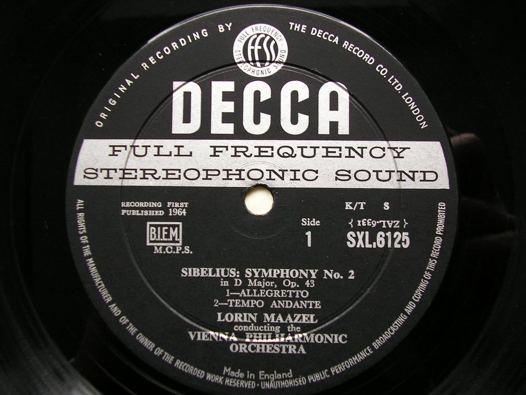 SXL 6125  SIBELIUS: SYMPHONY No. 2      MAAZEL / VIENNA PHILHARMONIC     ED1