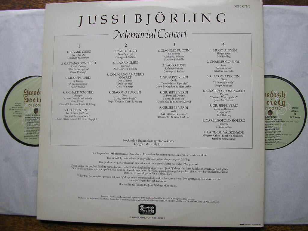 JUSSI BJORLING MEMORIAL CONCERT   NILSSON / DI STEFANO / GEDDA / MERRILL / FISICHELLA /  McCRACKEN    SLT 33275 / 6